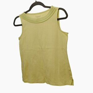 Talbots Yellow Sleeveless Tank Top Size MP 100% Cotton Womens Casual Wear